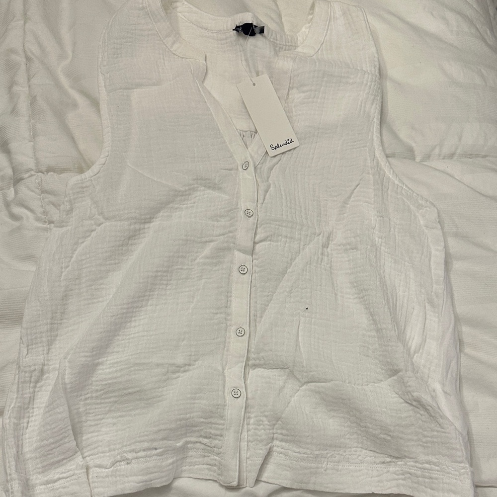 Splendid Textured White Sleeveless Top